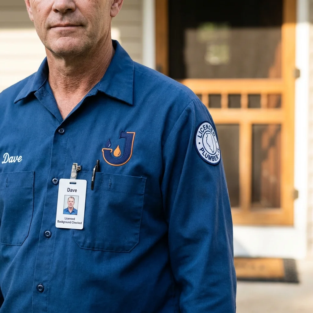 Licensed plumber showing ID badge in Wallington, NJ