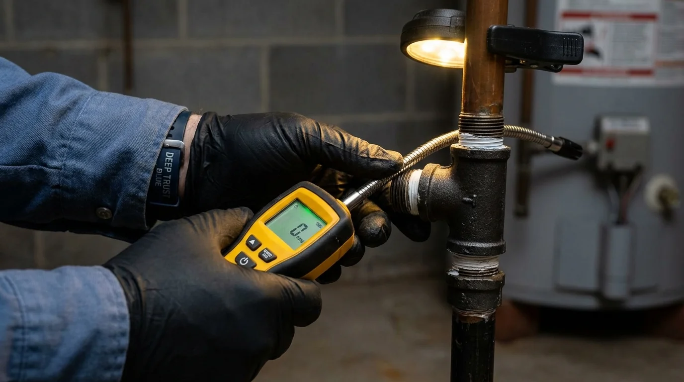 Gas leak detection with electronic sniffer by Johns Plumbing LLC in Wallington