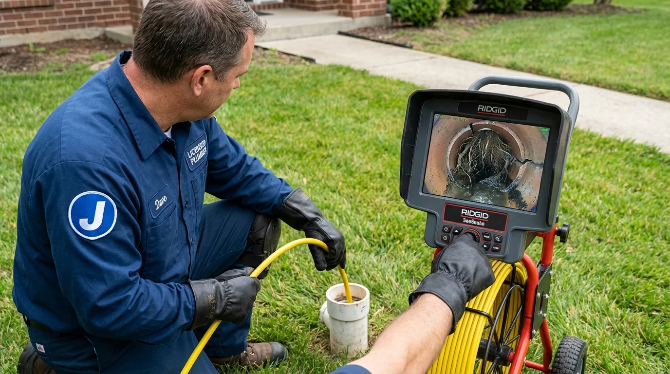 Sewer camera inspection being performed by Johns Plumbing LLC in Wallington